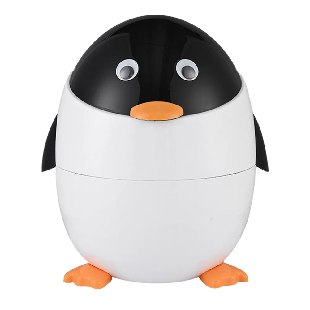 

Penguin Shaped Trash Can with Lid Cartoon Animal Design Large Capacity Plastic Garbage Can for Dorm Bedroom Bathroom Home