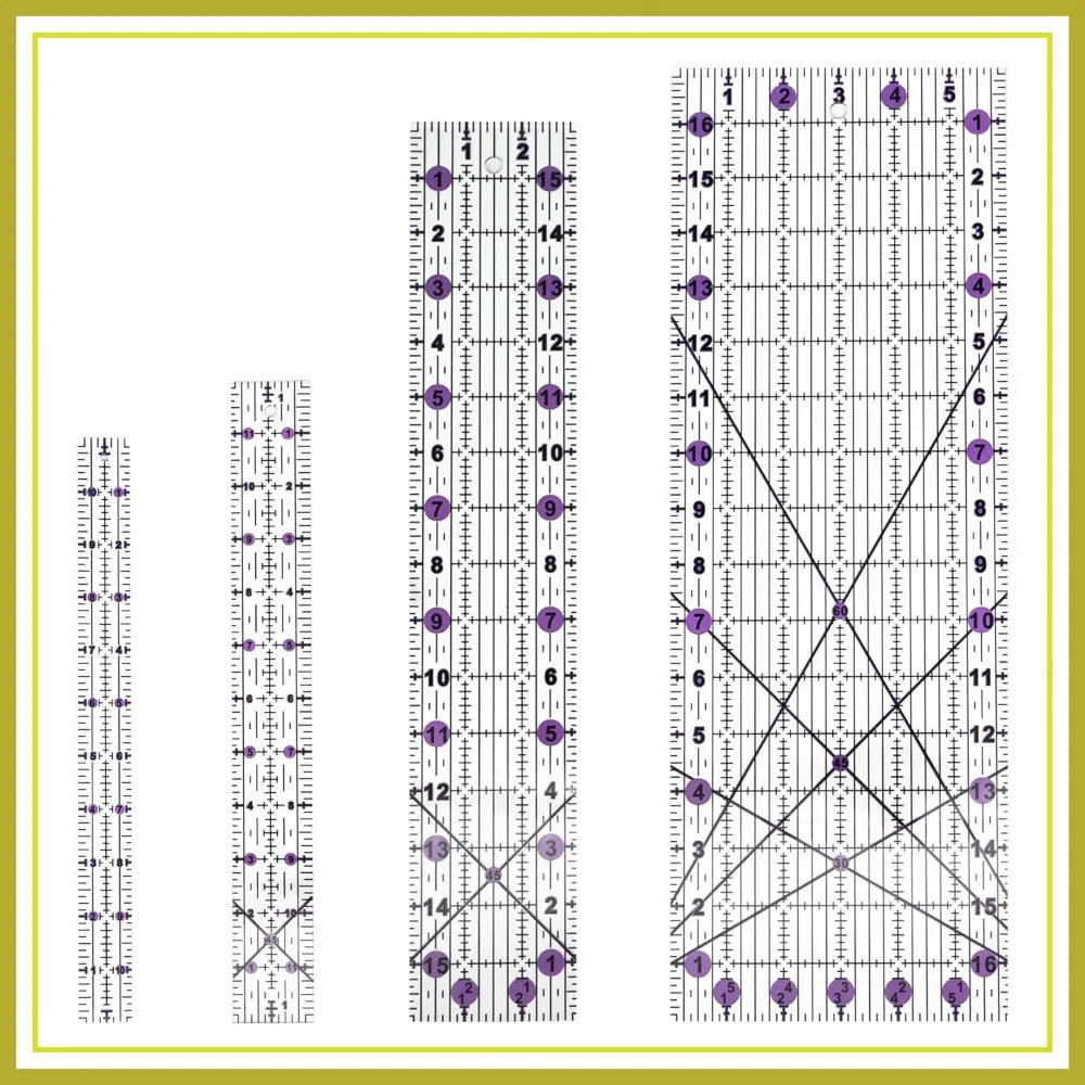 

Acrylic Quilting Ruler Set 4-Piece, Precision Cutting Tools for Patchwork, Sewing Rulers 1x11 to 6x17 Inches