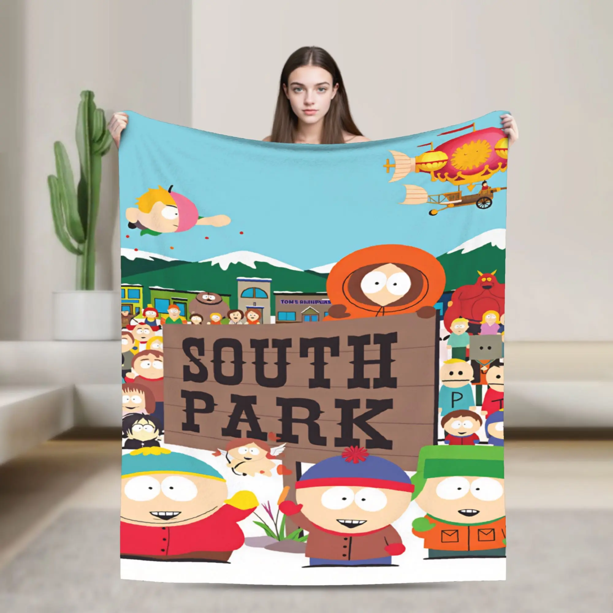 S-south Anime P-park  Blanket Quality Soft  Throw Blanket Winter Travel Couch Chair Sofa Bed Funny Bedspread