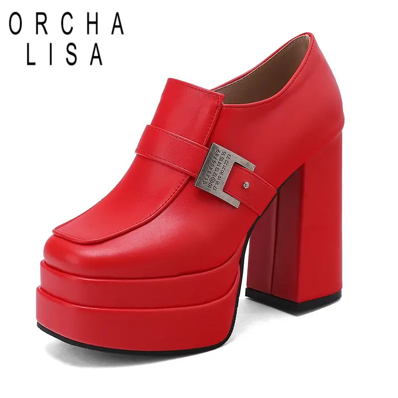 

Туфли-лодочки ORCHA LISA белые женские с квадратным носком, каблук 12 см, платформа 5 см, на молнии, с пряжкой, большие размеры 47, 48, 49, 50, для свиданий