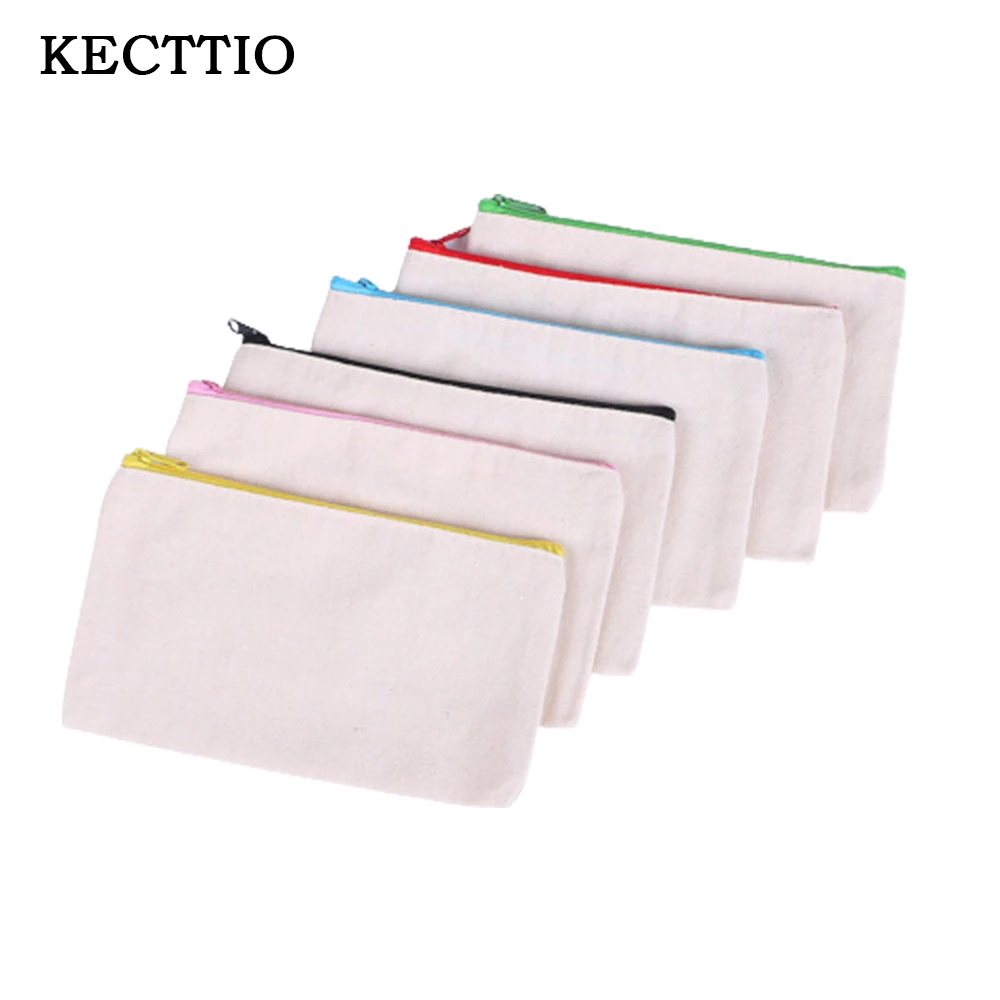 New Multipurpose Cosmetic Bag Makeup Pouches with Zipper Cotton Canvas Bag Pencil Travel Toiletry Bag DIY Design