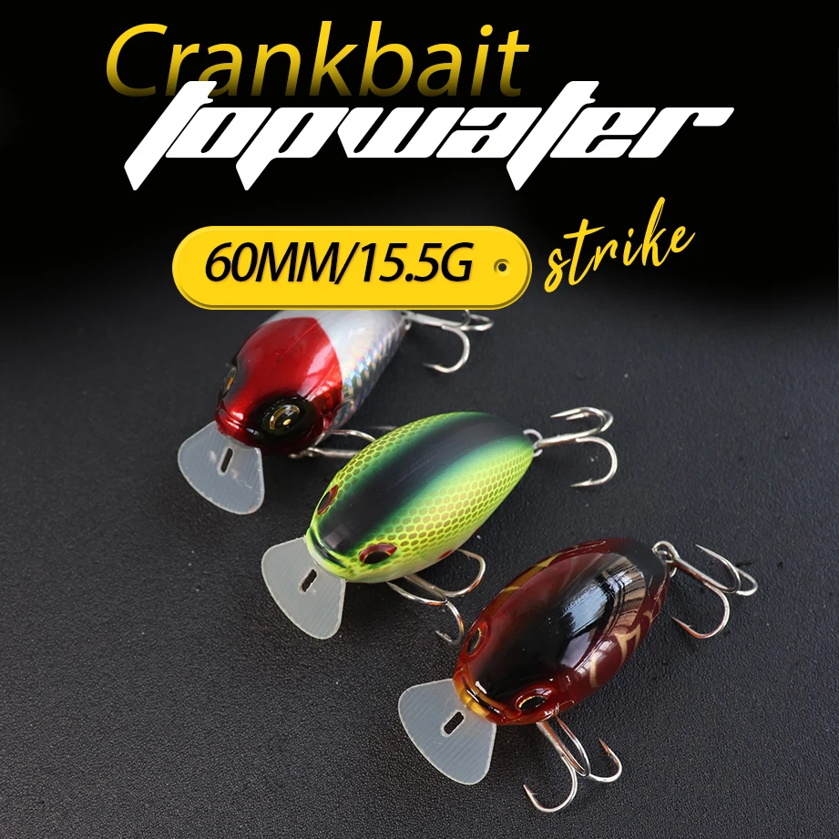 Pesca de longtour 60mm Topwater Storm Crankbait 15g Isca de pesca de baixo