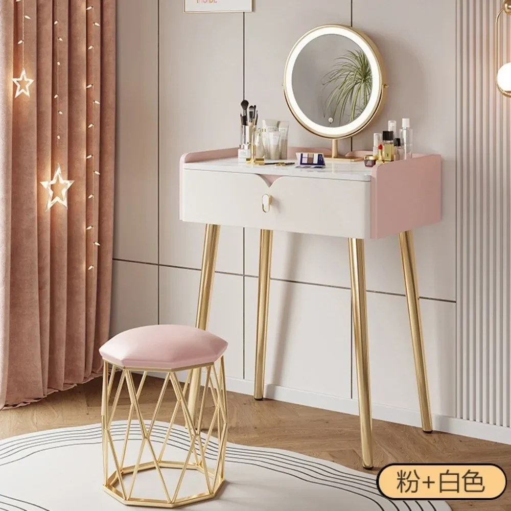 

Rock board solid wood dressing table modern minimalist small unit makeup table mirror mini ins makeup counter