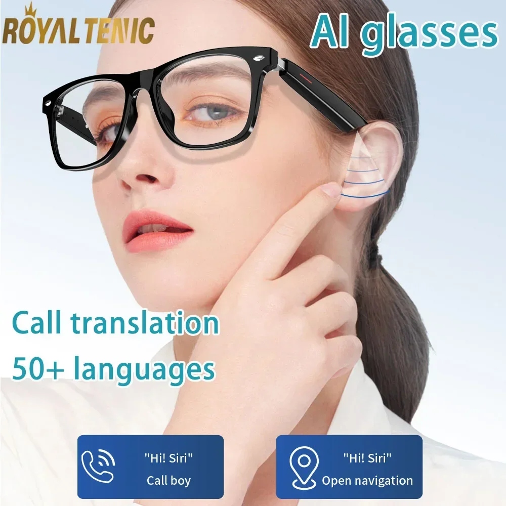 

Умные очки-переводчики, 147 языков, Bluetooth, наушники с костной проводимостью 5,3 и микрофоном, громкая связь, сменные линзы