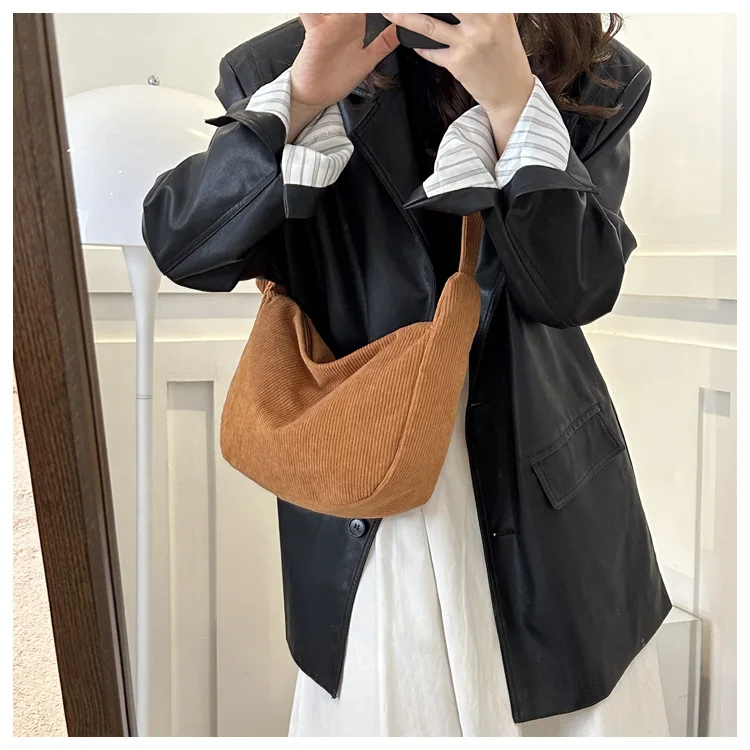 2026 Neue Schultertasche für Damen, Ins-Stil, Japanischer Cord, für Studenten und Pendler, Vielseitige Große Umhängetasche – Detail 21