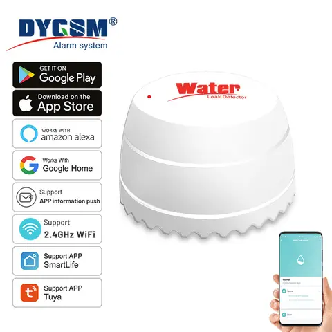 Tuya WiFi 누수 감지기 – 스마트 라이프 APP으로 원격 모니터링 및 홍수 경고, Alexa와 Google 지원