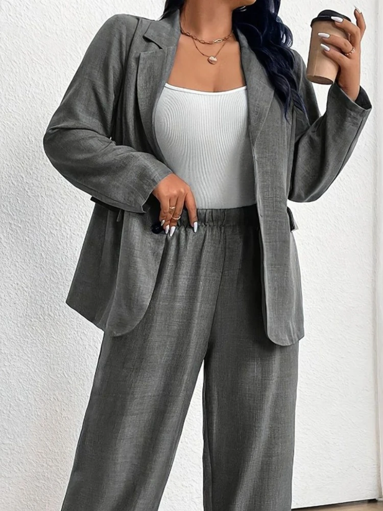 Spring/Summer New Style European Fashion V-neck Slim-Fitting Blazer with Elegant Casual Look for Women's Formal Suit Pants Set