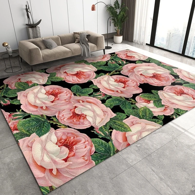 Nordic Simple Luxury Flower Living Room Bedroom Carpet Large Area Rugs for Home Decor Abstract Non-slip Sofa Mats for Bedroom