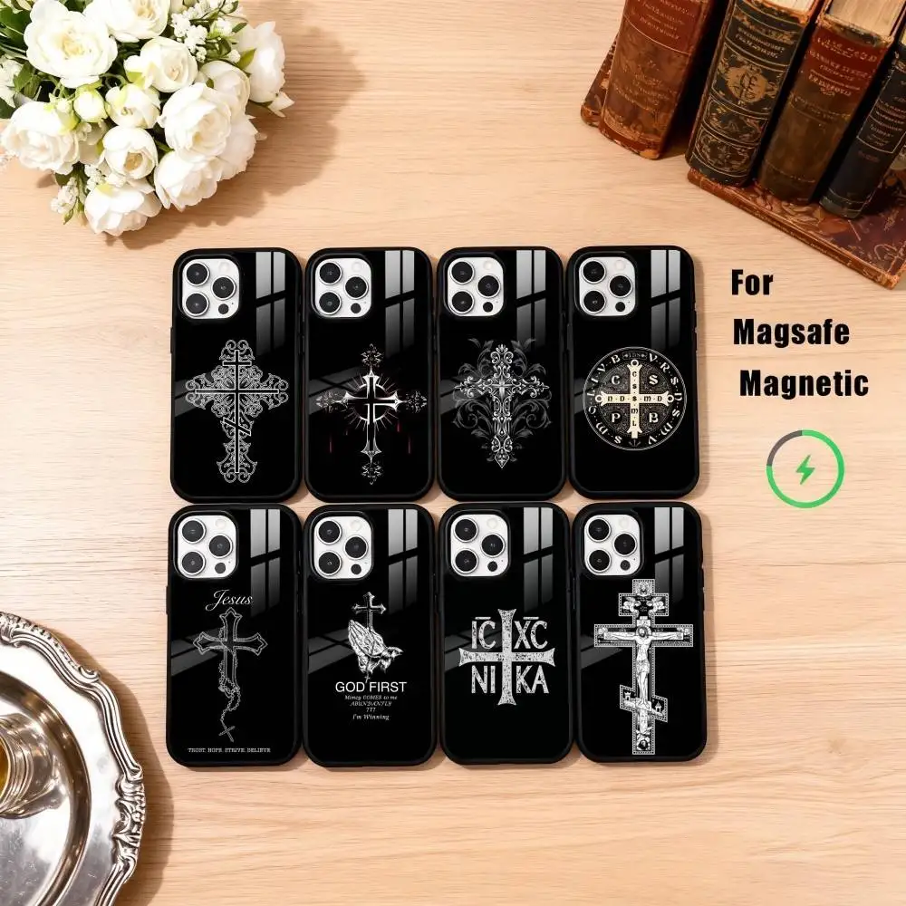 

Orthodox Christian Cross Icon Phone Case For iPhone17,16,15,14,13,12,11 Plus,Pro Max Magnetic For Magsafe Wireless Charging