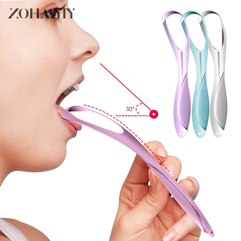 Tongue Scraper Cleaner Brush Bad Breath Removal Cleaning Stainless Steel Coated Tongue Toothbrush Oral Hygiene Care Tools