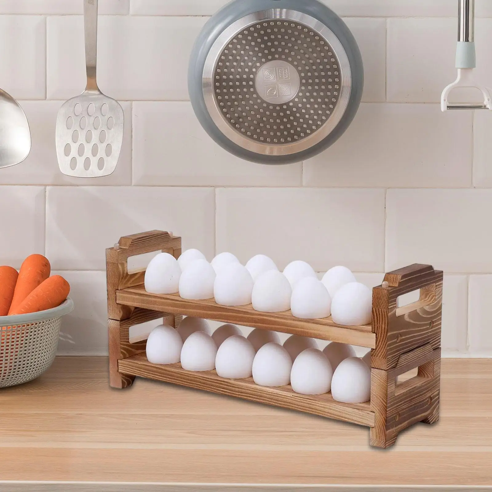 

Wooden Egg Holder Fresh Egg Storage for Tabletop Supermarket Household