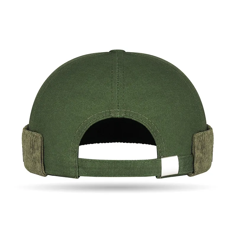 Trendy Unisex Sailor Beanie with Corduroy Trim & Leather Patch, 6 Colors image 4