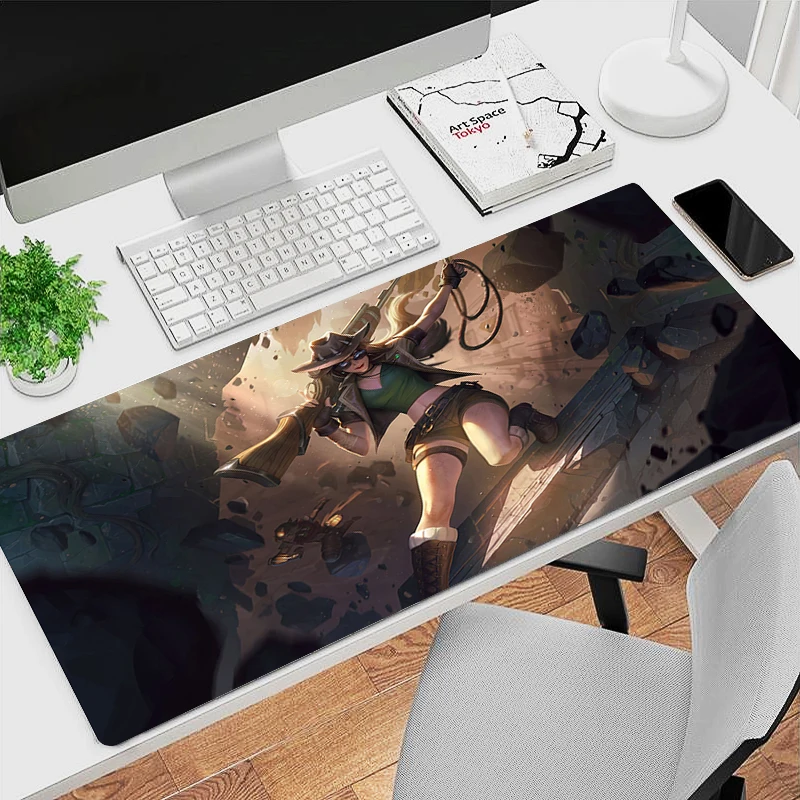 Sexy Girl Custom HD Mouse Pad Laptop Anime League Of Legends Caitlyn Keyboard Mousepad PC Kawaii Gaming Accessories Desktop Mat