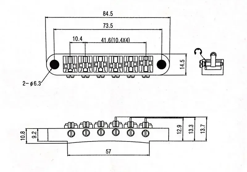 H X Shop Store-1 Set Tune-O-Matic Roller Saddle Bridge LP SG جسر الجيتار الكهربائي ( # 0678 ) صنع في كوريا