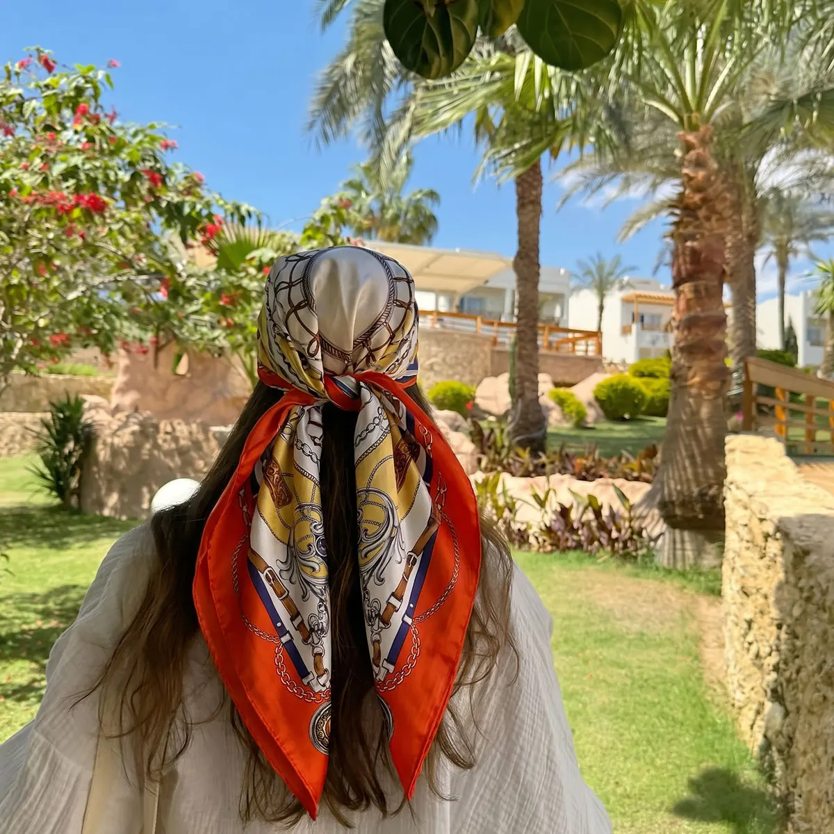 New Silk Shawl Square Scarf For Women Print Headband Foulard Satin Hijab Hair Bands Neckerchief Female Head Wraps Bandana 90cm view 6