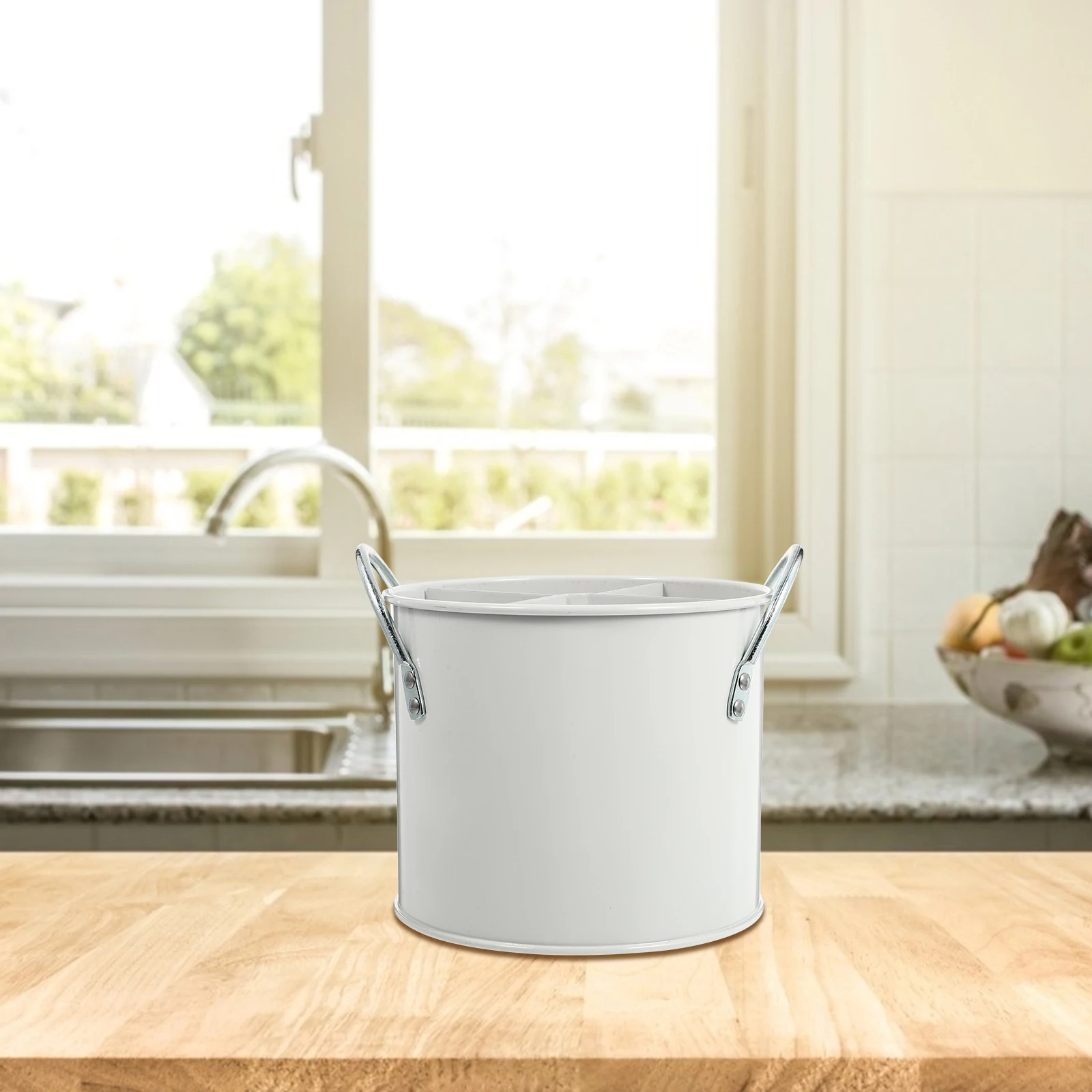 1pc Iron Tableware Bucket Kitchenware Jar Storage Organizer Chopsticks Bucket For Home Domestic Use Multi-Function