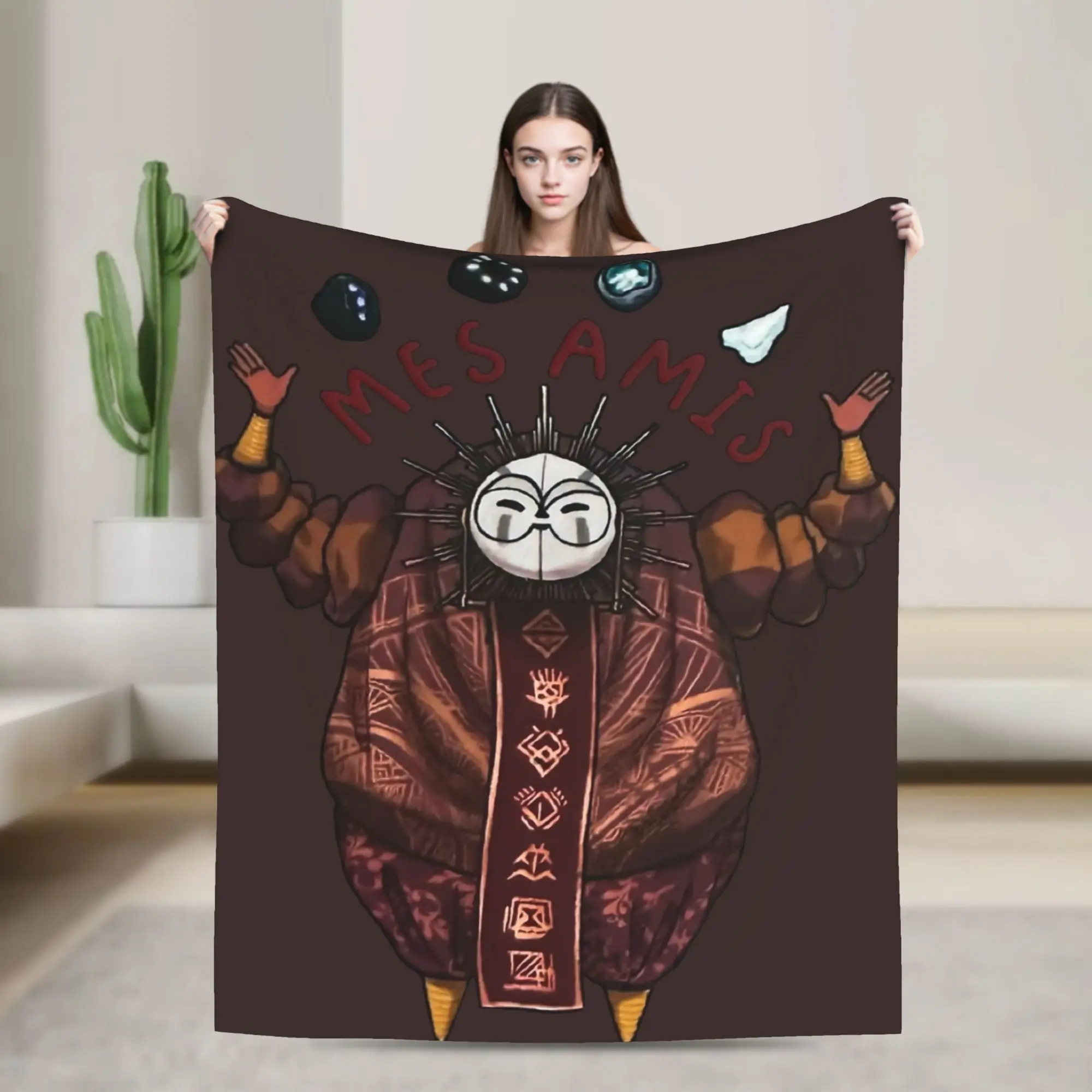 Esquie and rock friends Clair Obscur  Expedition 33 Blankets Flannel Throw Blanket For Living Room Warm Soft Bedspread Gift