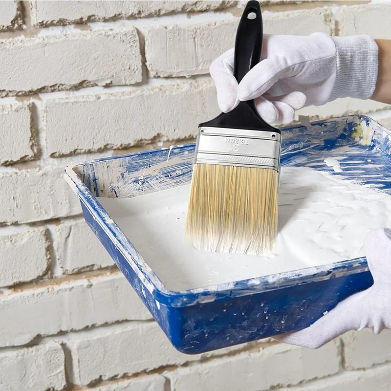 Pennelli piatti A96I-3 pollici, strumenti professionali per pittura con manico in plastica trattata per pittura fai da te, mobili, recinzioni, rifiniture murali