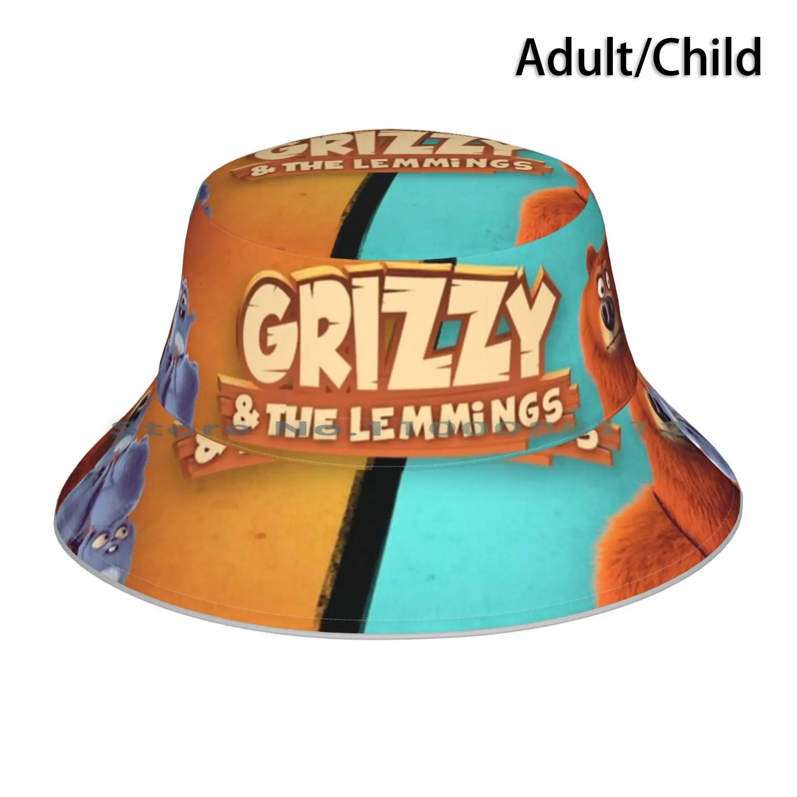 Split Grizzy And The Lemmings Bucket Hat Sun Cap Cartoon Kids Childhood Animated Show Series Tv Movie Blast From The Past