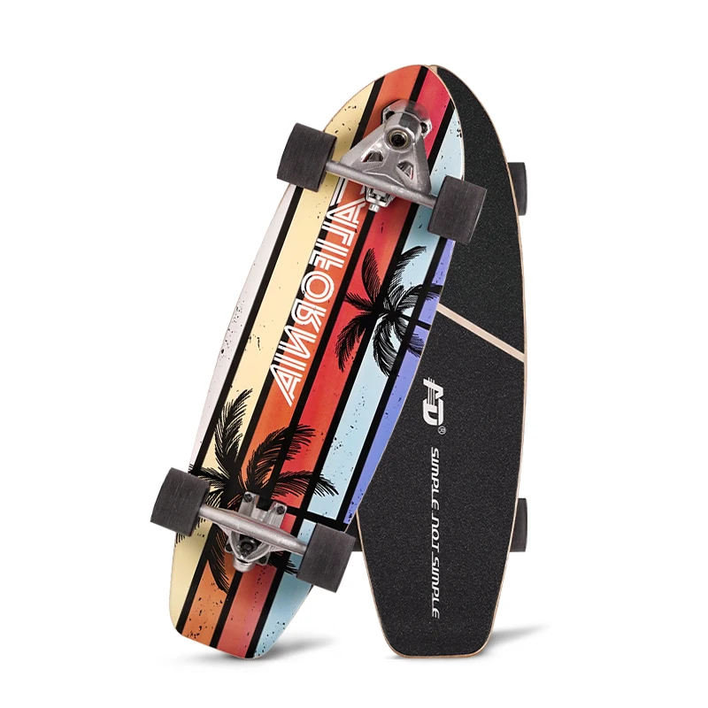 

Professional 8 Layer Russian Maple Surf Skateboard Colorful Pattern Street Save Cruiser Land Surfskate Outdoor Surf Board