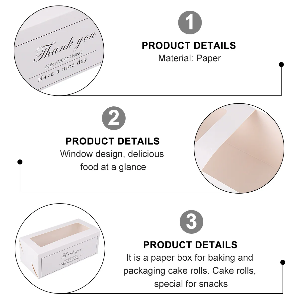 10pcs Cake Roll Packaging Box Food Grade Paper Window Design Waterproof Oil-Proof Baking Packing Box For Cake Dessert Storage