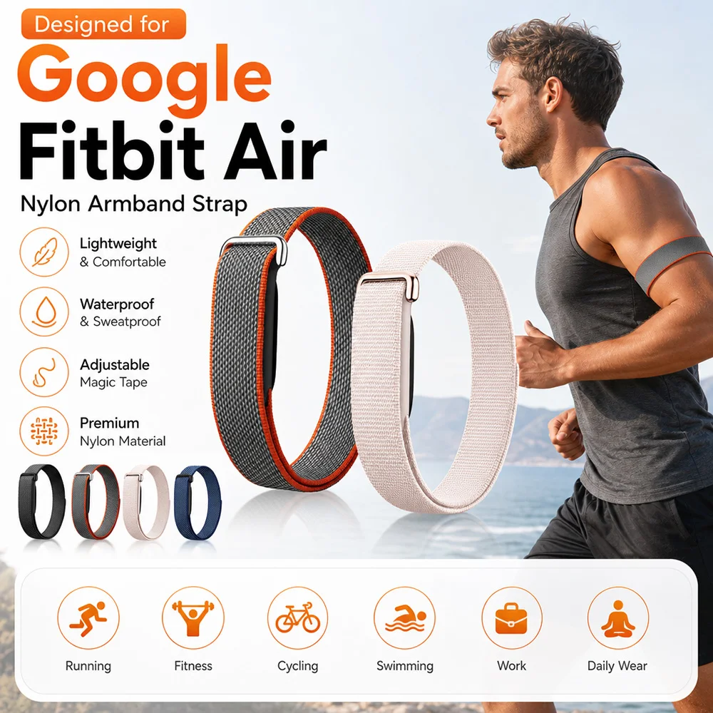 Nylon Watch Band for Google Fitbit Air Unisex Soft Adjustable Smooth Woven Strap for Running Commuting Wearing Google Fitbit Air