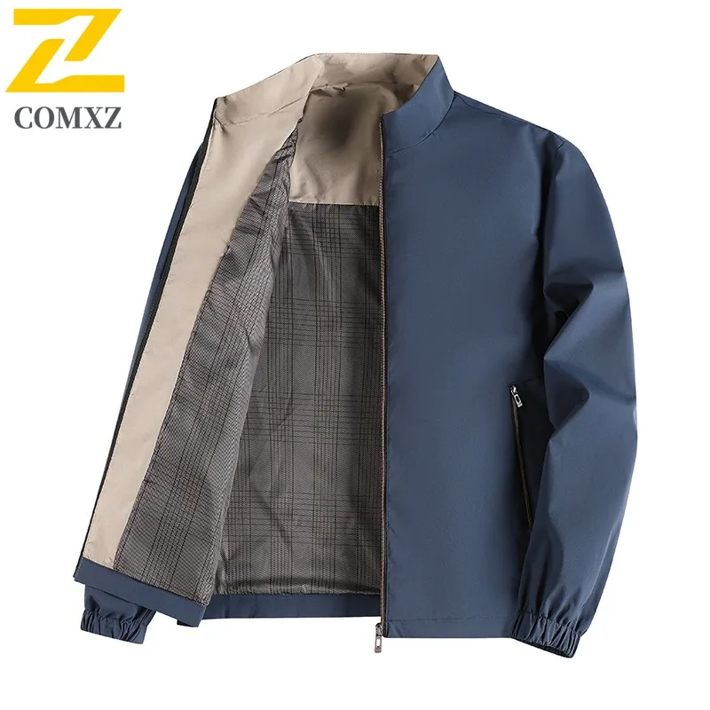 

COMXZ Mens Jacket Casual Stand Collar Commute Office Comfortable Motorcycle Jacket Fashion Street Lightweight Autumn Clothing
