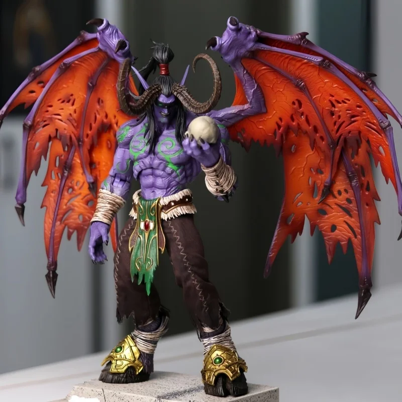 25CM Anime World Of Warcraft Game Illidan Stormrage Figure Model Toys PVC Elf Yudean Action Figures Statue Decorative Gift