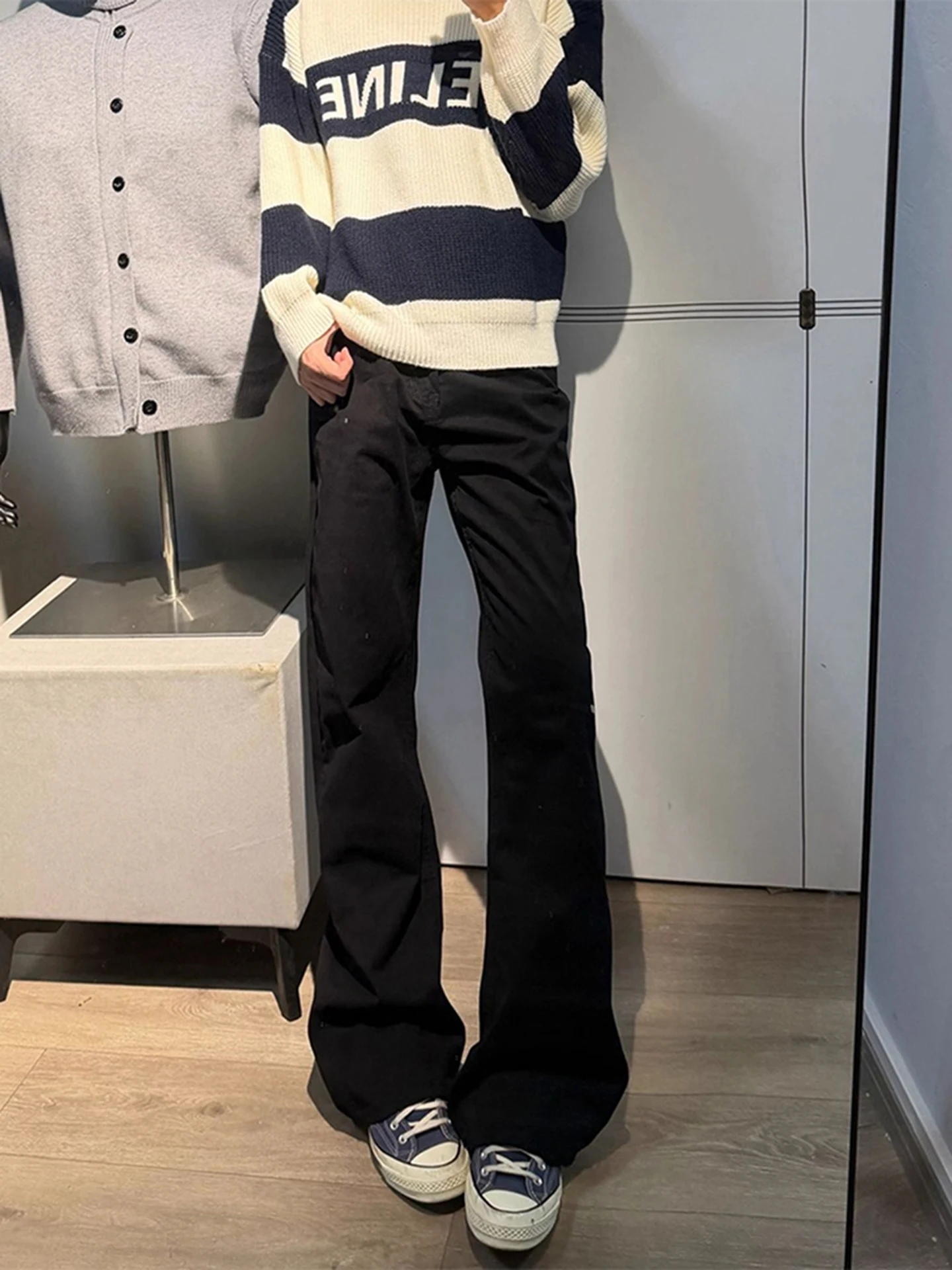 

Bla Le Blade Fce Lined Slim Fit Jeans Men's Autumn Winter High Waist Straight Leg Enhanced Slimming Bell Bot