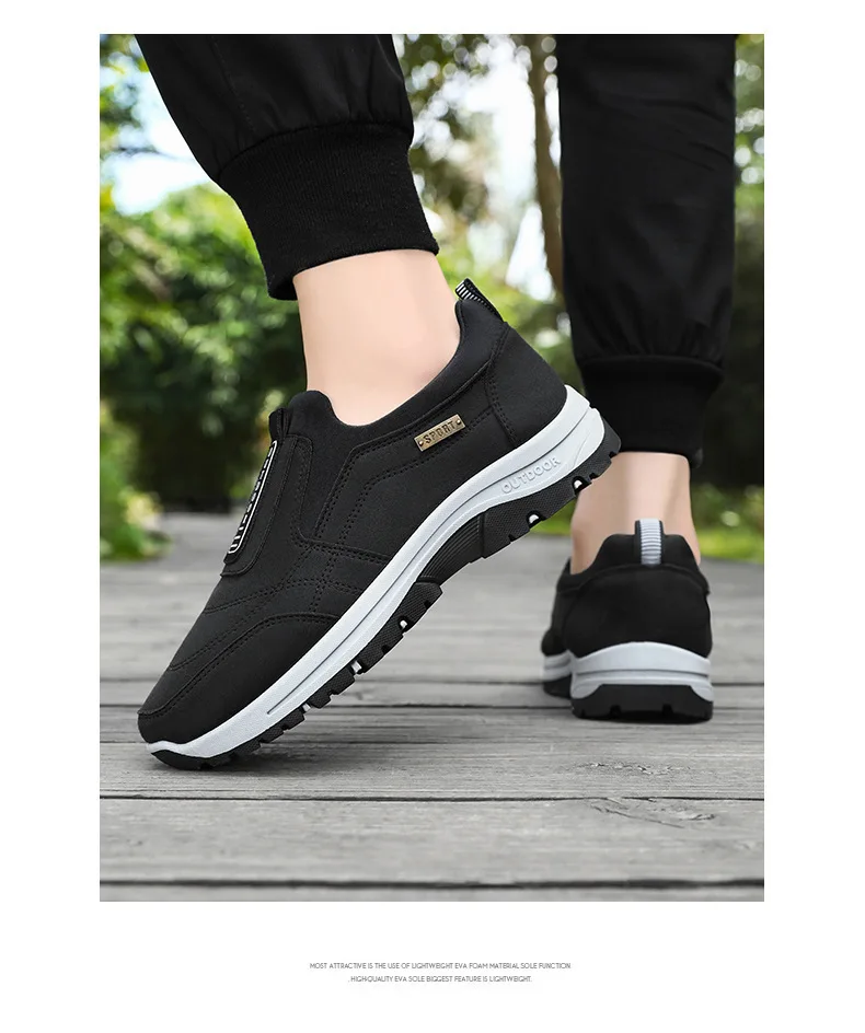 Wasserdichte Slip-On-Wanderschuhe für ältere Herren, rutschfest, stoßdämpfend, mit Profilsohle, für den täglichen Gebrauch im Freien, Freizeitschuhe, Wanderschuhe – Detail 13