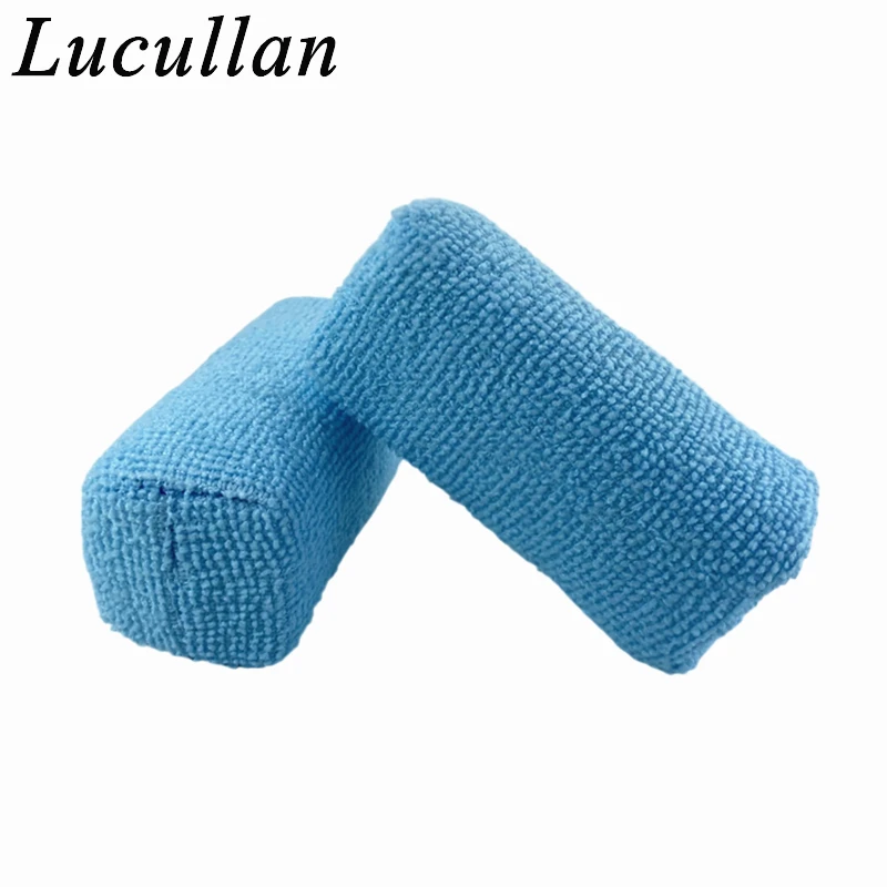 Lucullan 9cm Blue Basic Microfiber Clothes Waxing Applicator Nano Ceramic Coating Sponge