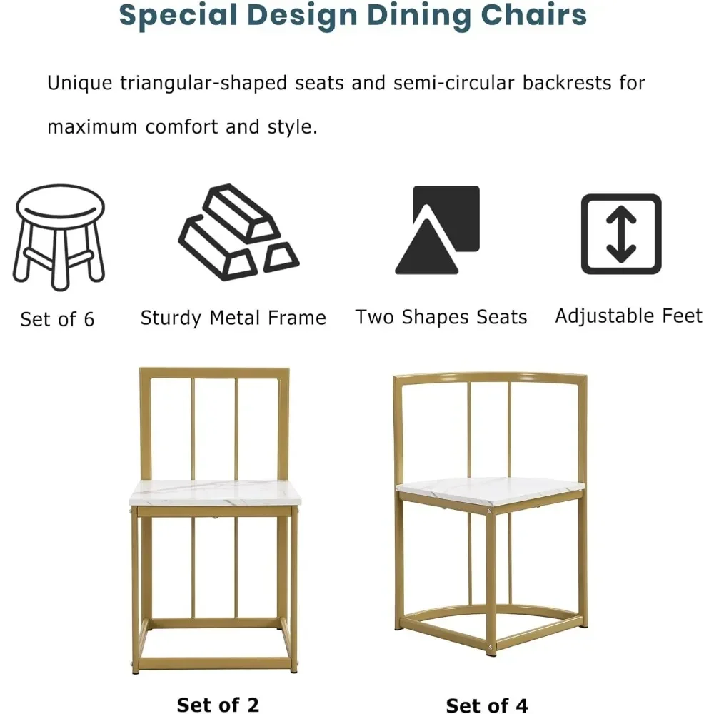 7-piece dining table and chairs set for small spaces, faux marble kitchen table, modern style dining table set