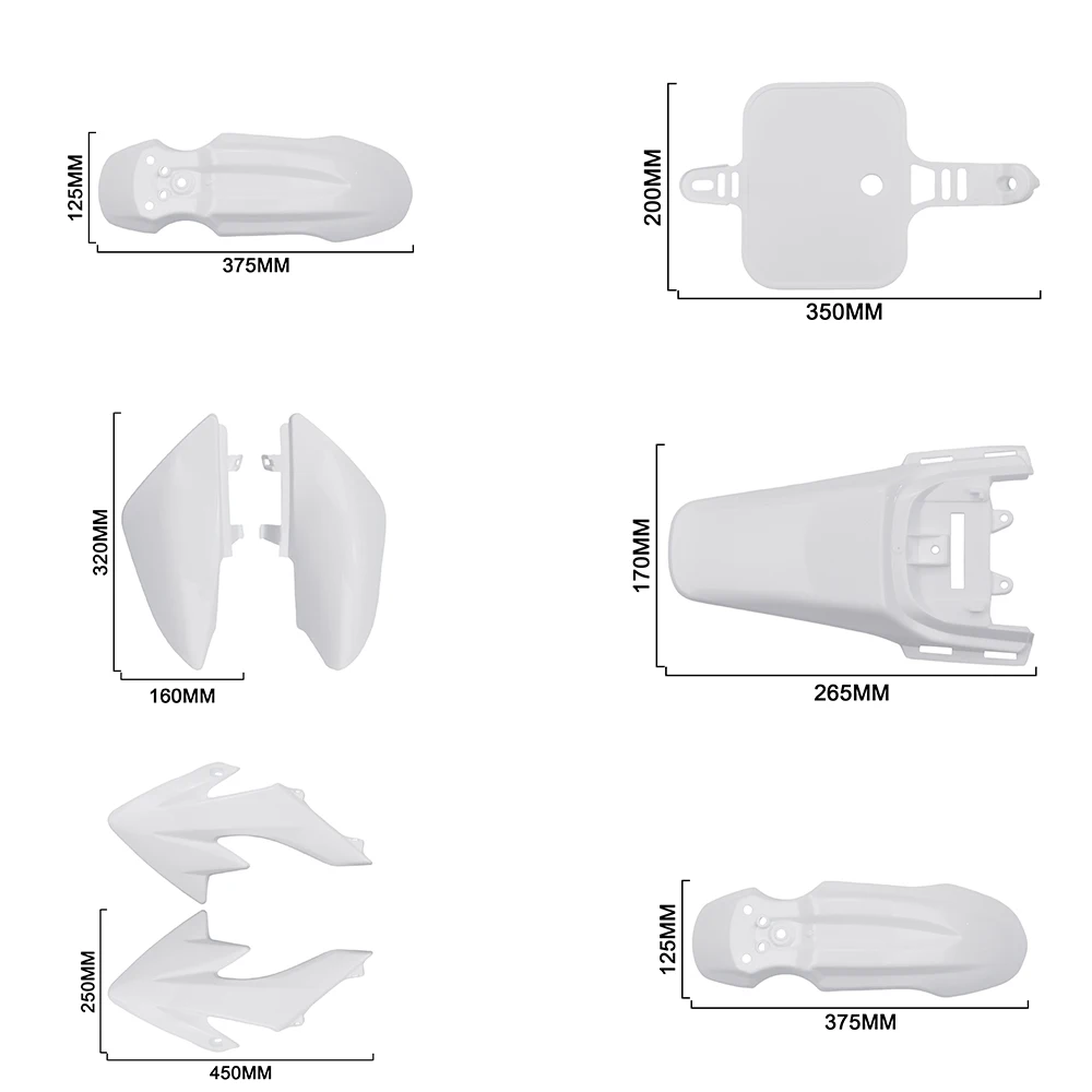 Motocycle Plastic Body Kit Fairing Front Rear Fender Mudguard For HONDA XR50 CRF50 For Thumpstar SDG BBR SSR Etc Dirt Bikes