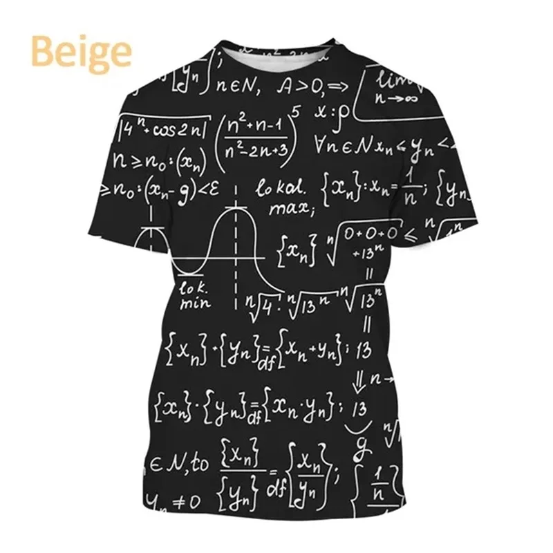 

Mathematical Formula Printed T-shirt Oversized Men's and Women's Casual Funny Short-sleeved Top Casual Children's Fun T-shirt