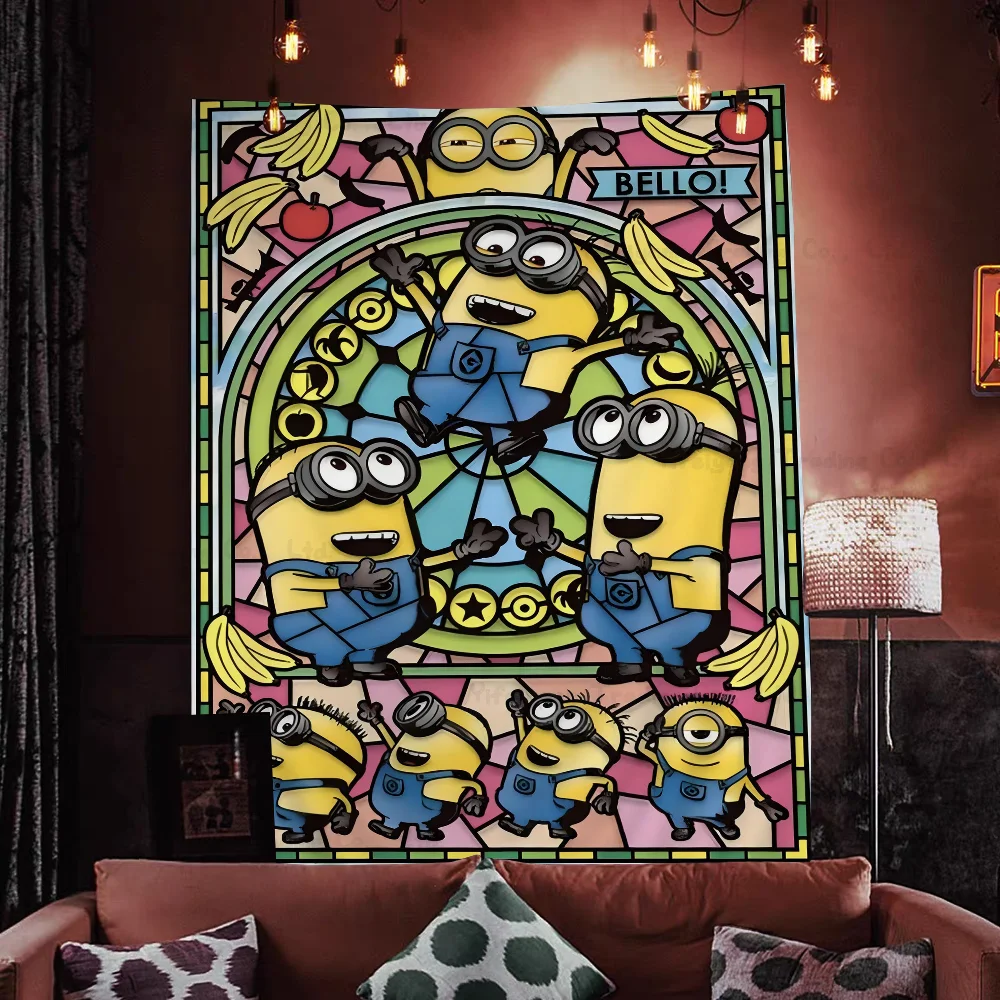 

Cartoon Lovely Cute-M-Minion-s Chart Tapestry For Living Room Home Dorm Decor Art Home Decor