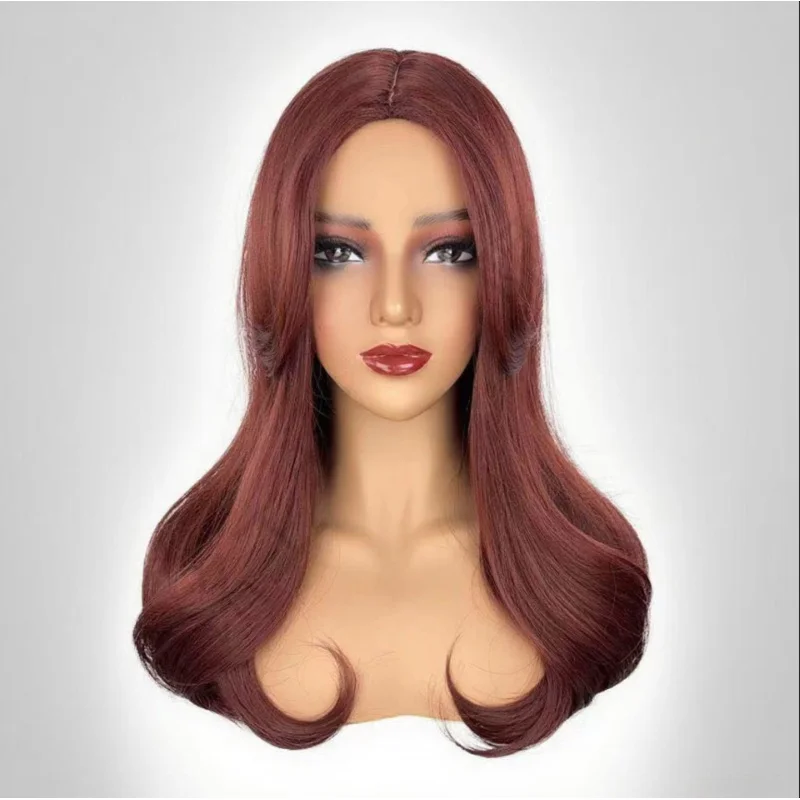 European and American synthetic for women, Yaki middle-parted short bob straight hair, bobo head wigs, same style long stra