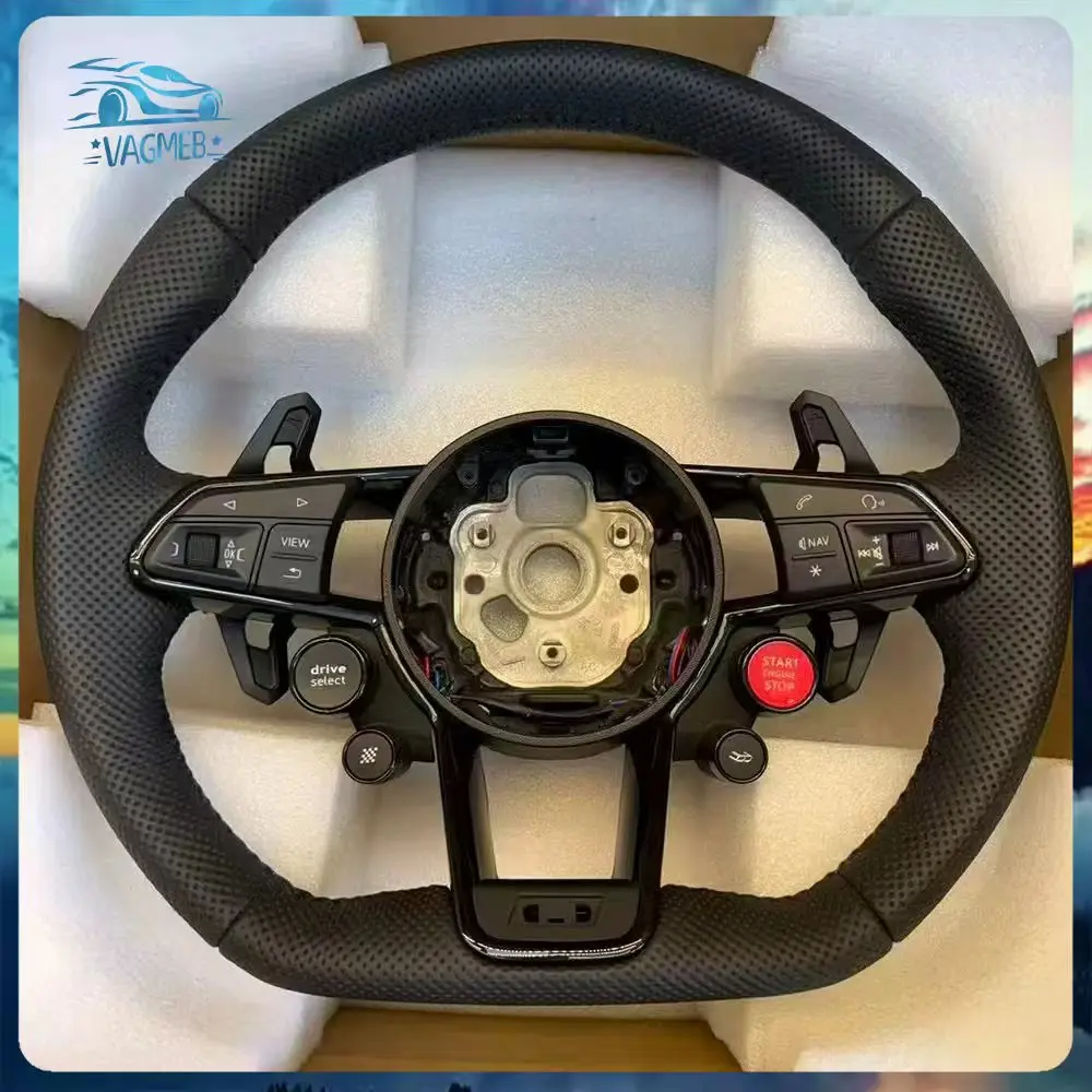 

Кнопка перфорированная кожаная многофункциональная черная строчка рулевого колеса в сборе для Audi R8 TT