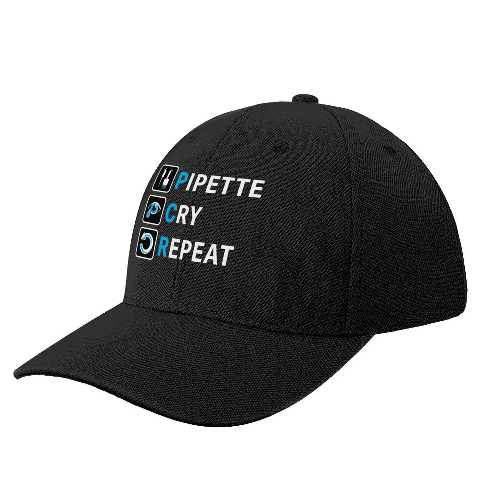 PCR Pipette Cry Repeat Funny Design for DNA Biotechnology Lab Scientists Baseball Cap hiking hat Hip Hop Women Men's