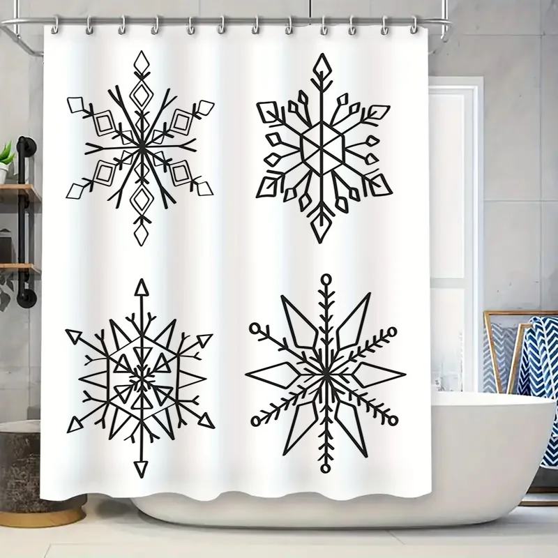 

Красивая черная снежинка, набор занавесок для душа для декора ванной комнаты, современный зимний дизайн дома с крючками в комплекте, идеальная идея для подарка!