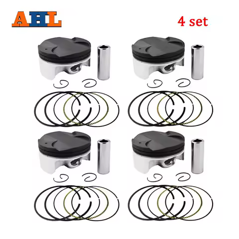 AHL 4 Sets Motorcycle Piston Kit &amp; Rings STD +25 +50 75mm 75.25mm 75.5mm For HONDA CBR1000RR Fireblade 2004 2005 2006 2007