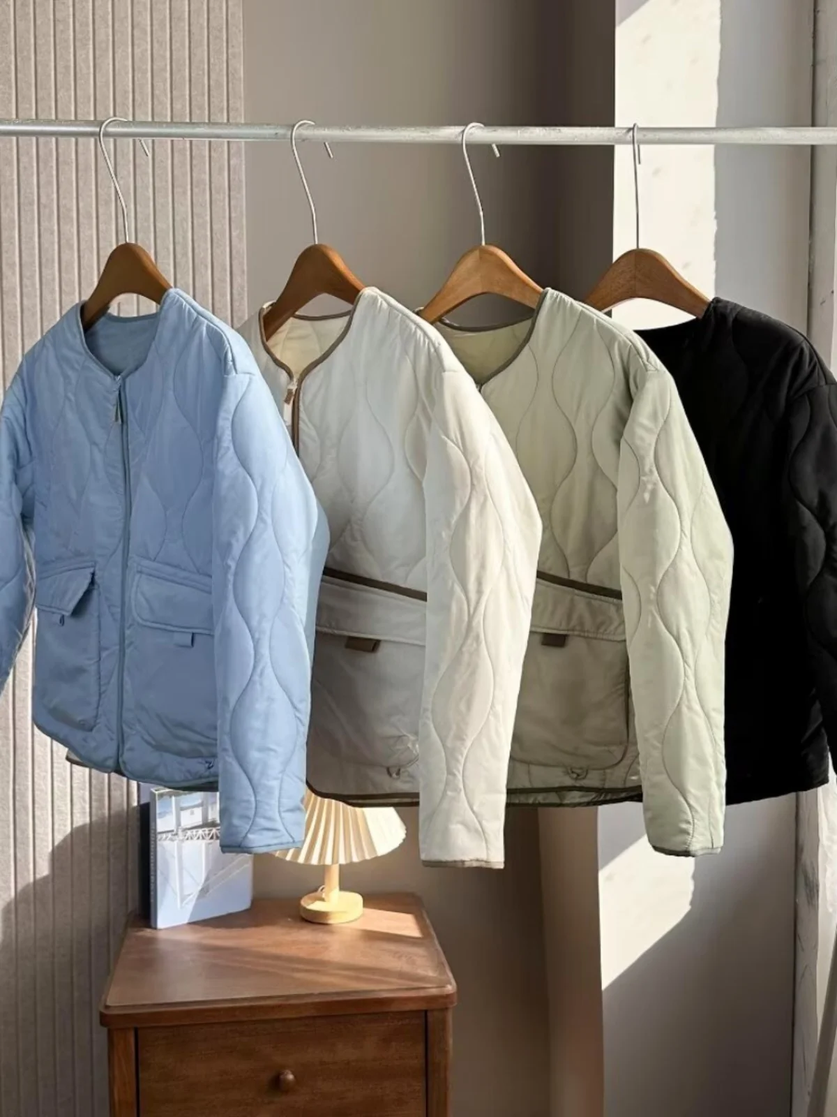 

Lightweight Quilted Cotton Jaet Outdoor Windproof Water-Resistant ort Coat Diamond Pattern Sli And Warm for Women