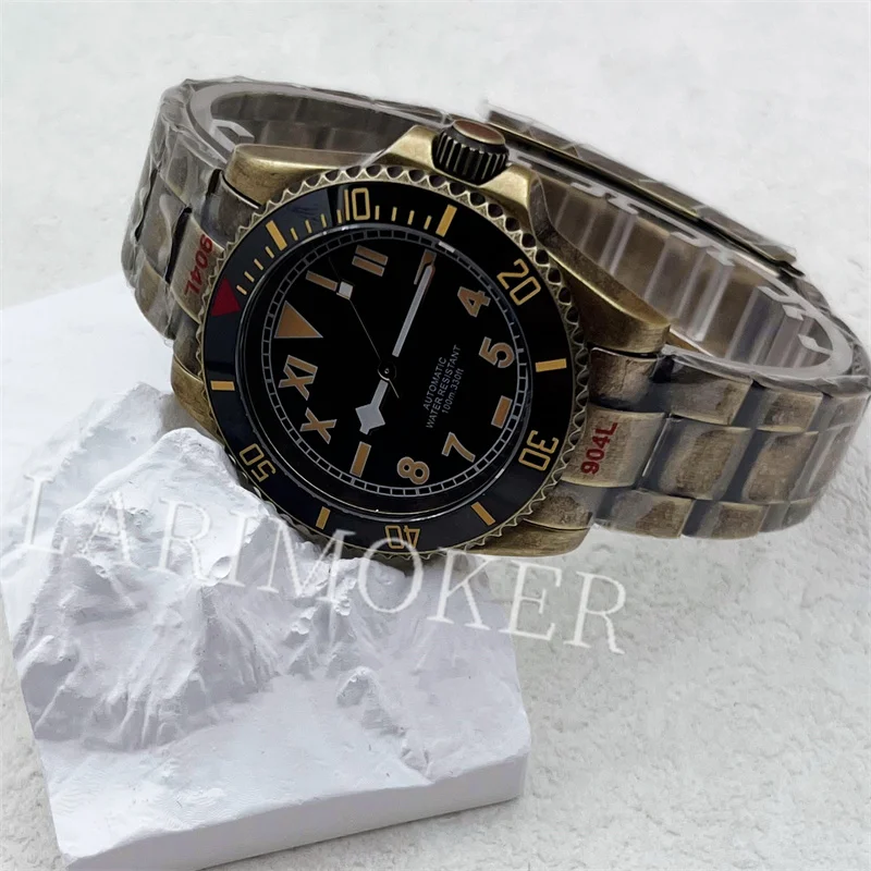 BLIGER-Relógio Bronze impermeável, agulha floco de neve, NH35 Movimento automático, Roman Dial, Pulseira Oyster, 10ATM, 40mm