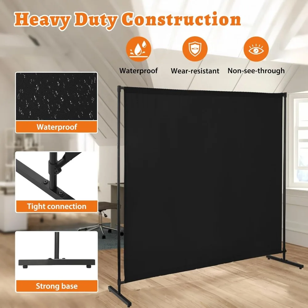 لوحة مقسمة للغرفة قابلة للتعديل مقاس 71 بوصة، شاشة خصوصية من القماش الأسود لفصل المكتب والمنزل