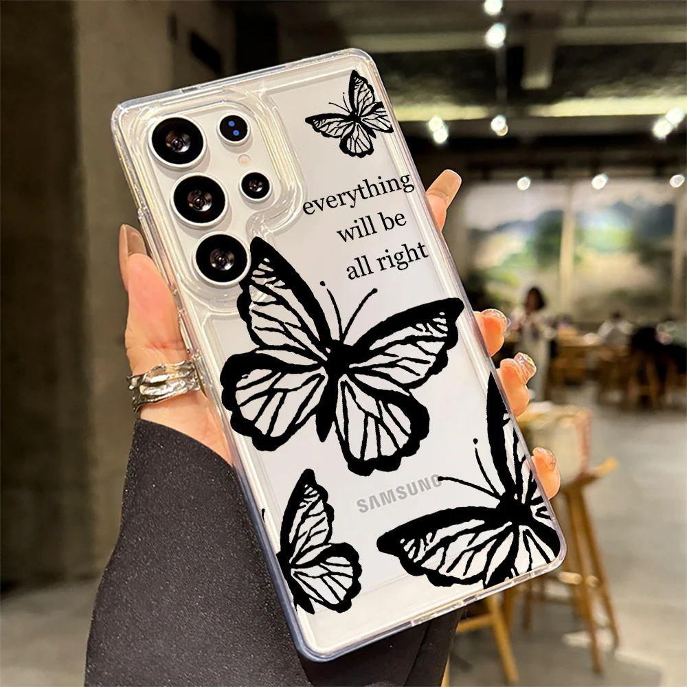 

Trendy Butterfly Phone Case For Samsung Galaxy Note 20 S25 S24 S23 S22 S21 Ultra FE Plus A55 A54 A53 A35 A34 5G Silicone Funda
