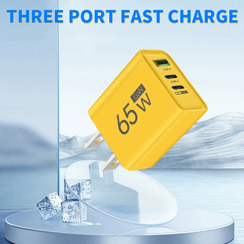 65W GaN USB Charger USB Type C Quick Charge 3.0 Fast Charging Wall Charger 3 Ports EU/US Plug for Samsung/Xiaomi/Huawei