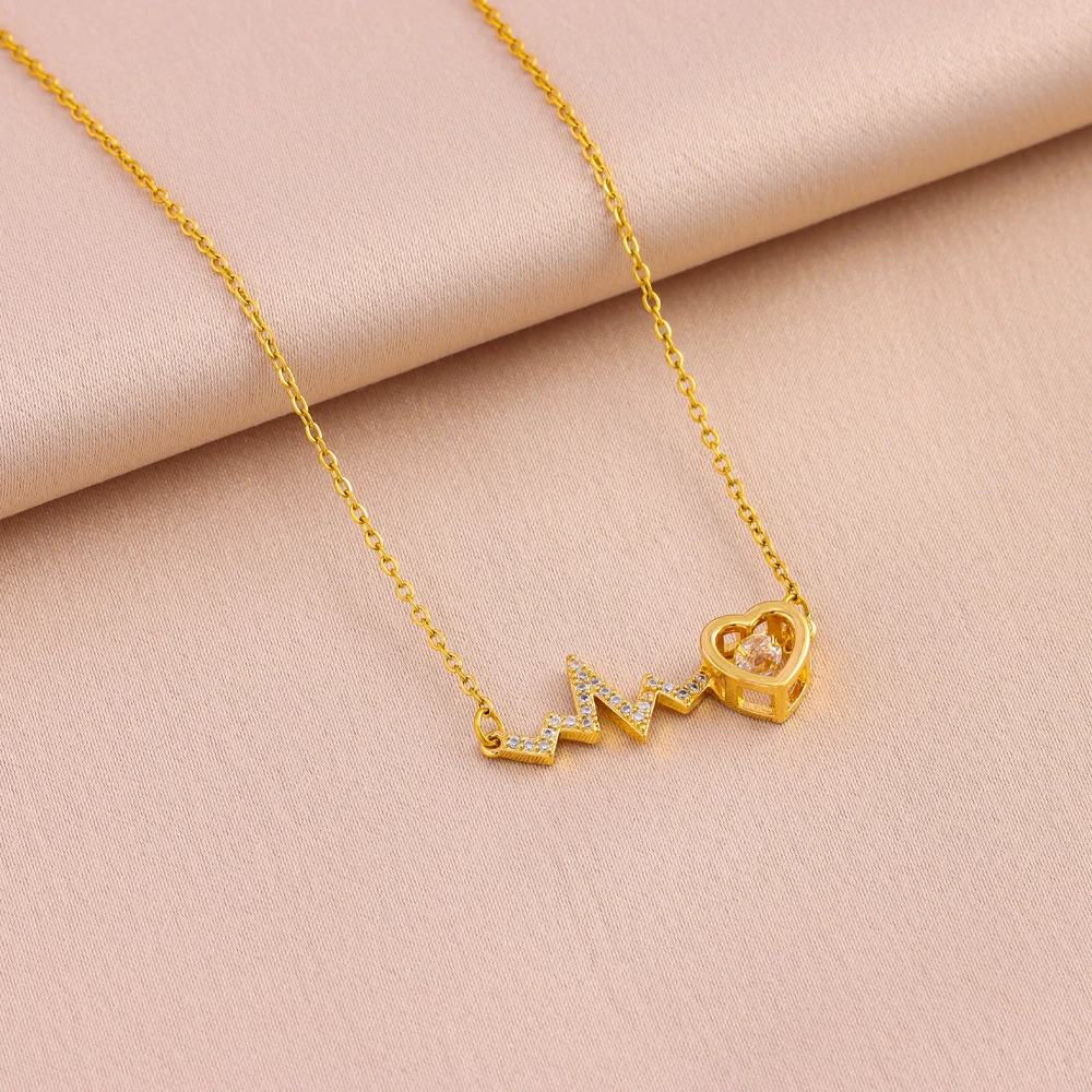 Cute Gold Color Love Heart Pendant Necklaces For Women Ladies Romantic Wedding Jewelry Female Clavicle Chain Girls Party Gifts