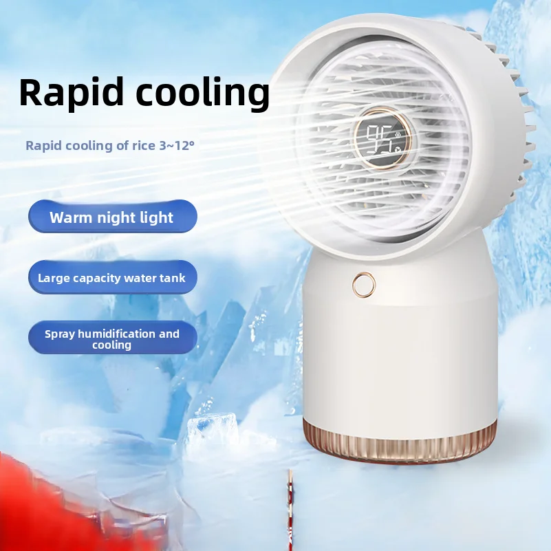

Air Conditioner Desktop Fan Rechargeable Portable Digital Display Cordless Air Cooler Night Light Fan For Room Camping