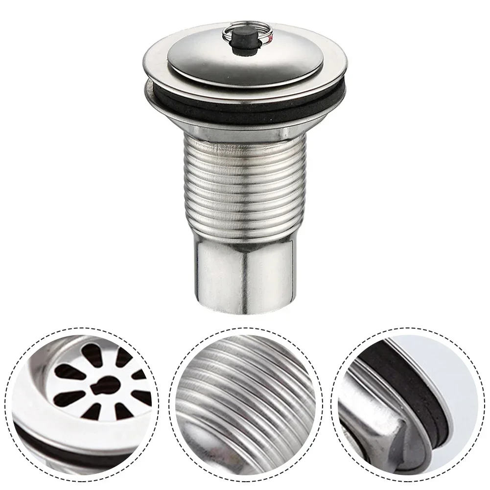 Drain Plug Drain Filter Waste Stopper 60mm Drain Button Easy To Install Sink Plug Stainless Steel High Qyality