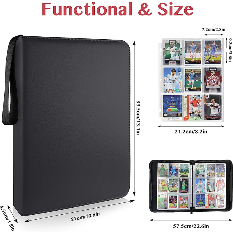 Trading Card Collector Holder 9-Pocket 900 Cards Binder Portable Storage Case Suitable for Game Cards Baseball Football Cards