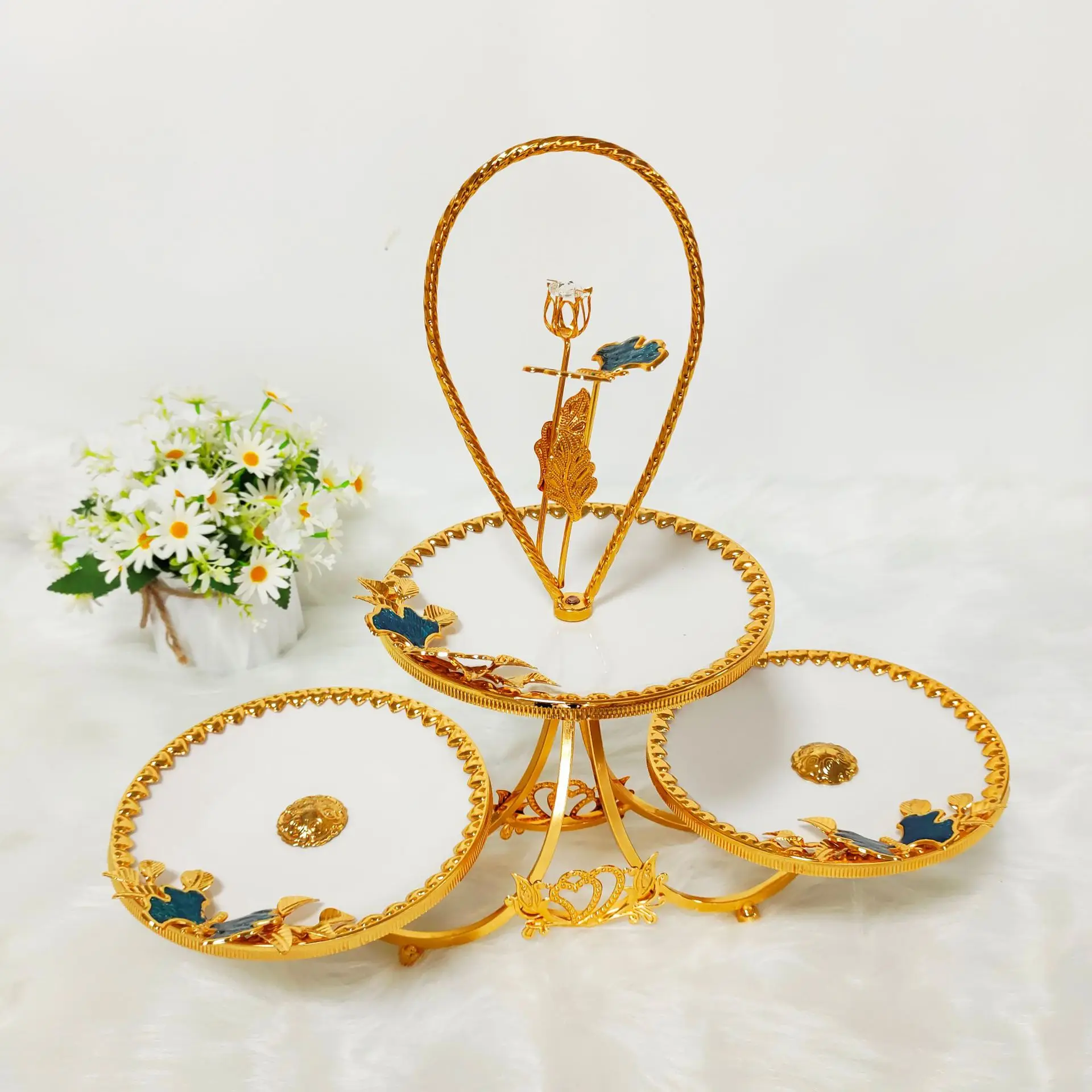 Butterfly ceramic tricycle fruit plate creative European fruit plate living room home creative ornament